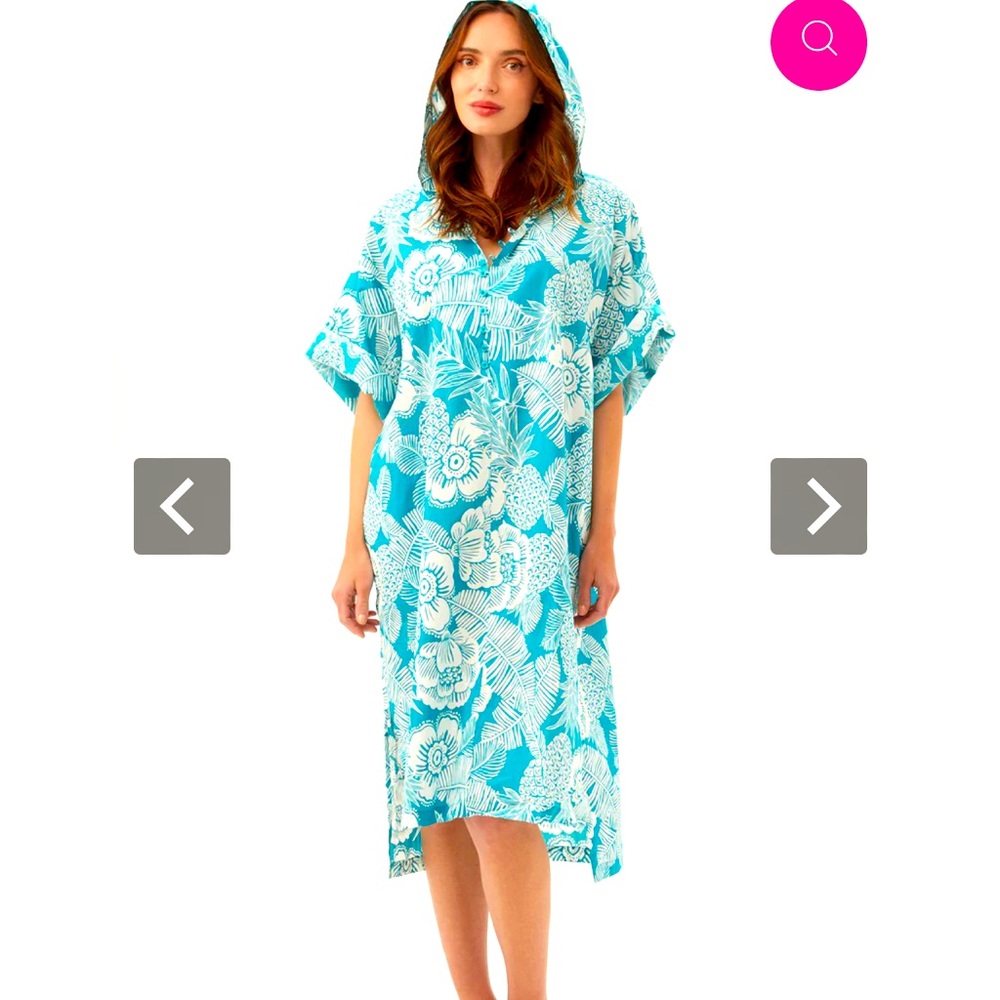 NWT Unisex hooded Robles caftan for beach Hawaii pineapple tropical